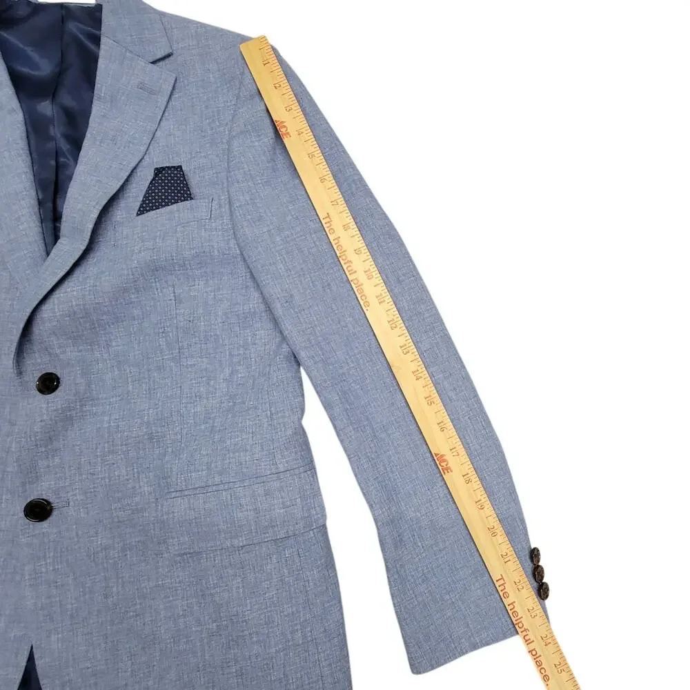 Brooks Brothers Boys 18R Blue Linen Blend Blazer Jacket Sport Coat 18 Regular